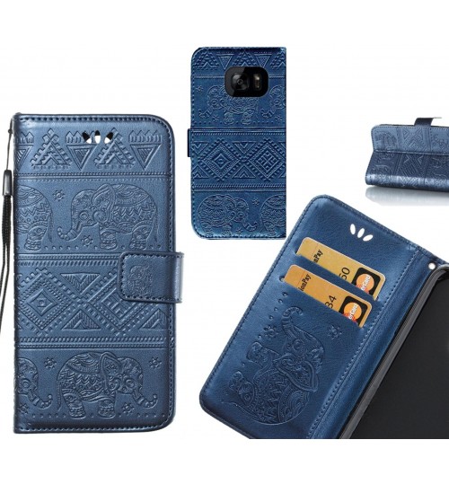 Galaxy S7 edge case Wallet Leather flip case Embossed Elephant Pattern