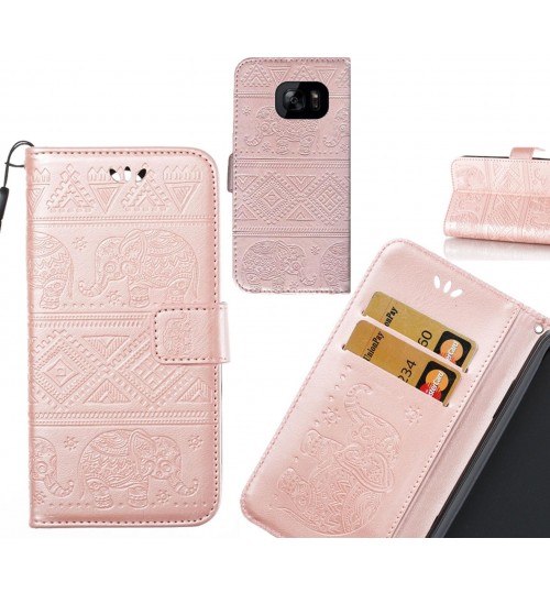 Galaxy S7 edge case Wallet Leather flip case Embossed Elephant Pattern