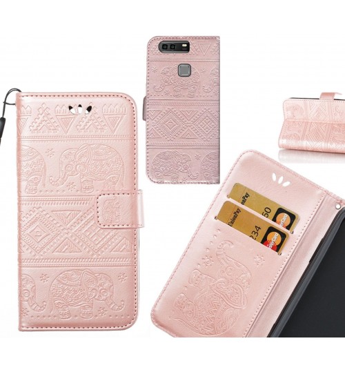 Huawei P9 Plus case Wallet Leather flip case Embossed Elephant Pattern