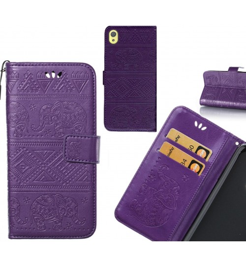 Sony Xperia XA case Wallet Leather flip case Embossed Elephant Pattern