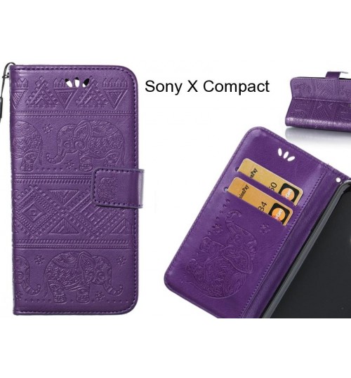 Sony X Compact case Wallet Leather flip case Embossed Elephant Pattern