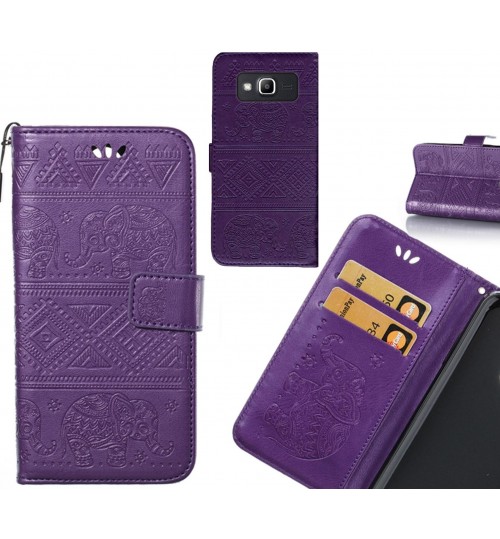 Galaxy J2 Prime case Wallet Leather flip case Embossed Elephant Pattern