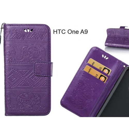 HTC One A9 case Wallet Leather flip case Embossed Elephant Pattern