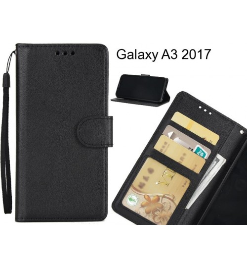 Galaxy A3 2017  Case Silk Texture Leather Wallet Case - Black