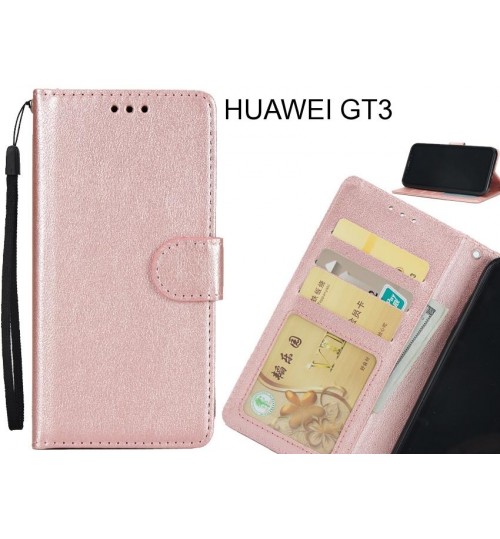 Huawei Gt3  Case Silk Texture Leather Wallet Case - Rose Gold