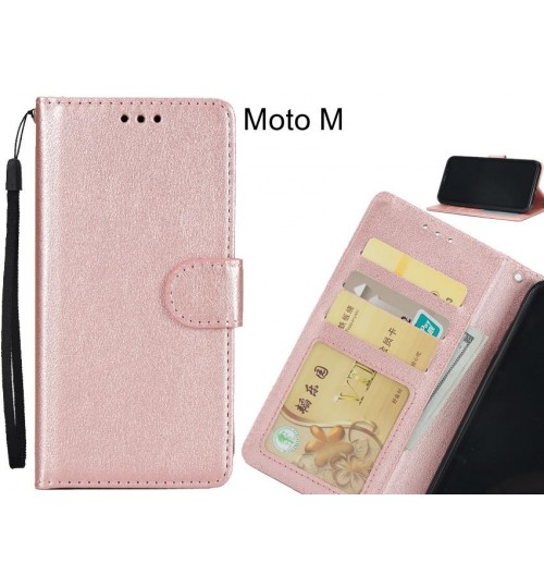 Moto M  Case Silk Texture Leather Wallet Case - Rose Gold