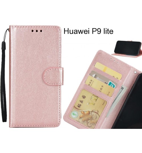 Huawei P9 Lite  Case Silk Texture Leather Wallet Case - Rose Gold