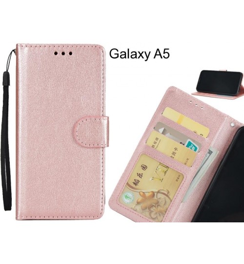 Galaxy A5  Case Silk Texture Leather Wallet Case - Rose Gold