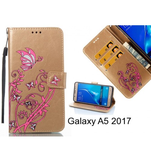 Galaxy A5 2017 case Embossed Butterfly Flower Leather Wallet cover case
