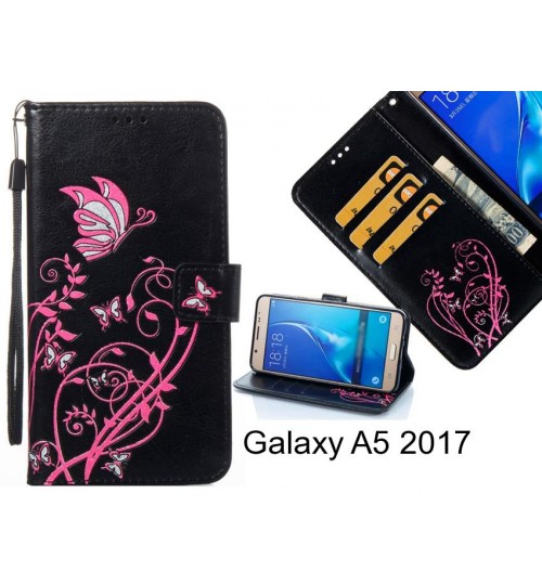 Galaxy A5 2017 case Embossed Butterfly Flower Leather Wallet cover case