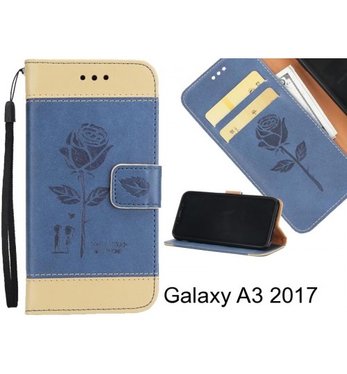 Galaxy A3 2017 case 3D Embossed Rose Floral Leather Wallet cover case