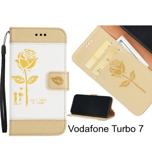 Vodafone Turbo 7 case 3D Embossed Rose Floral Leather Wallet cover case