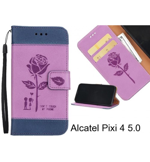 Alcatel Pixi 4 5.0 case 3D Embossed Rose Floral Leather Wallet cover case