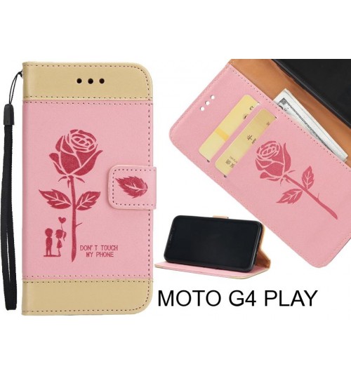 MOTO G4 PLAY case 3D Embossed Rose Floral Leather Wallet cover case