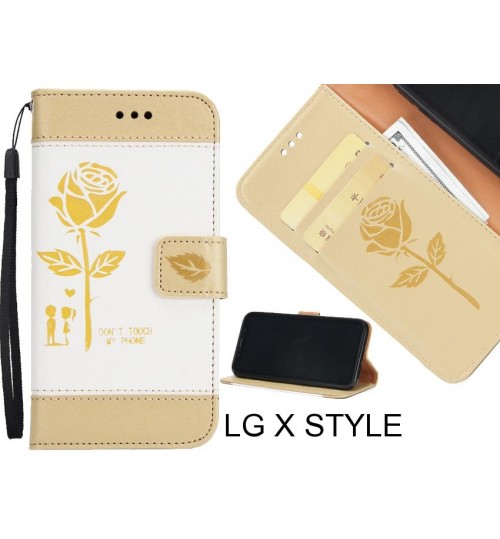 LG X STYLE case 3D Embossed Rose Floral Leather Wallet cover case