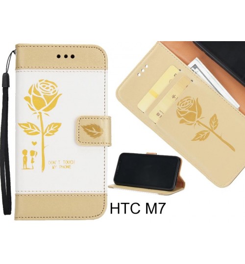 HTC M7 case 3D Embossed Rose Floral Leather Wallet cover case