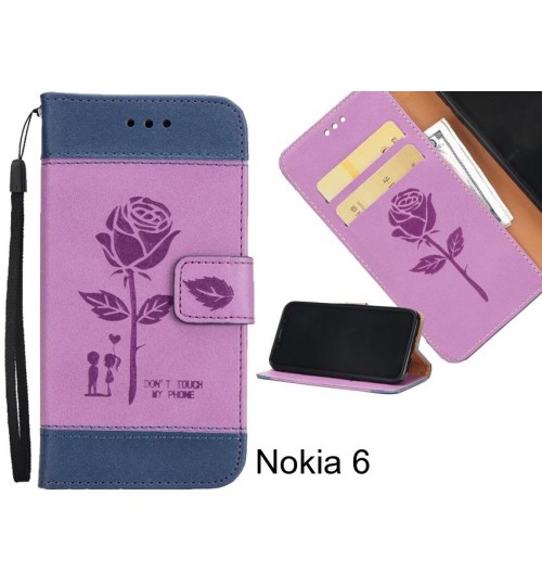 Nokia 6 case 3D Embossed Rose Floral Leather Wallet cover case