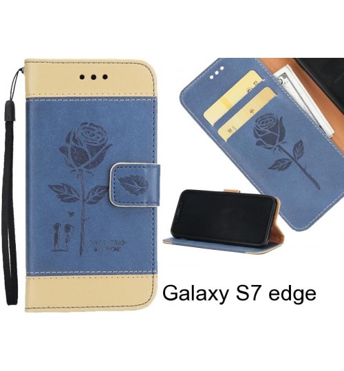 Galaxy S7 edge case 3D Embossed Rose Floral Leather Wallet cover case