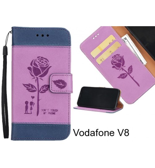 Vodafone V8 case 3D Embossed Rose Floral Leather Wallet cover case
