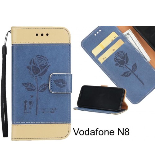 Vodafone N8 case 3D Embossed Rose Floral Leather Wallet cover case