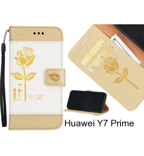 Huawei Y7 Prime case 3D Embossed Rose Floral Leather Wallet cover case