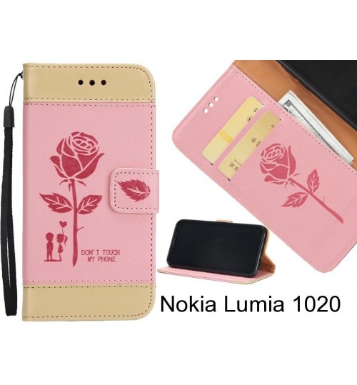 Nokia Lumia 1020 case 3D Embossed Rose Floral Leather Wallet cover case