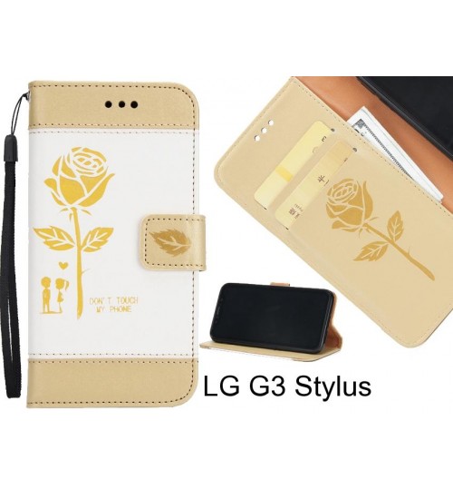 LG G3 Stylus case 3D Embossed Rose Floral Leather Wallet cover case