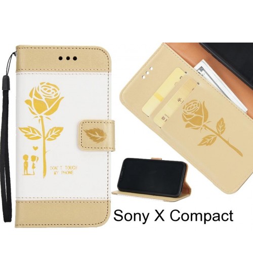 Sony X Compact case 3D Embossed Rose Floral Leather Wallet cover case