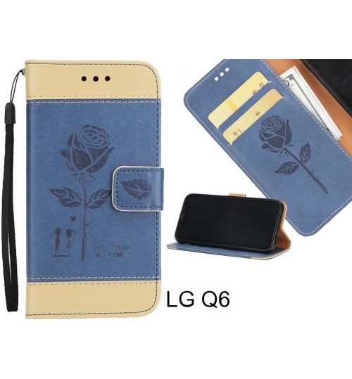 LG Q6 case 3D Embossed Rose Floral Leather Wallet cover case
