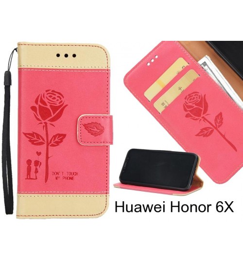 Huawei Honor 6X case 3D Embossed Rose Floral Leather Wallet cover case