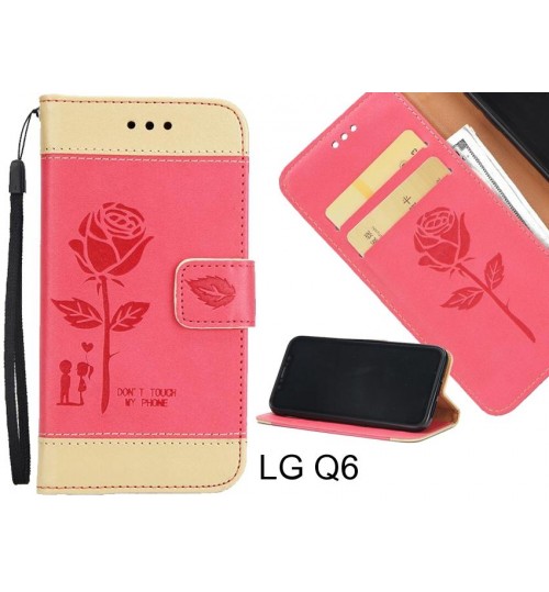 LG Q6 case 3D Embossed Rose Floral Leather Wallet cover case