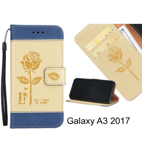 Galaxy A3 2017 case 3D Embossed Rose Floral Leather Wallet cover case