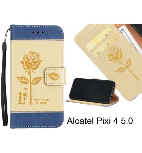 Alcatel Pixi 4 5.0 case 3D Embossed Rose Floral Leather Wallet cover case