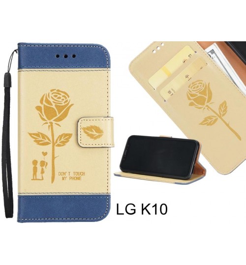 LG K10 case 3D Embossed Rose Floral Leather Wallet cover case