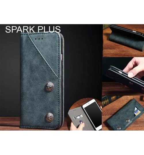 SPARK PLUS Case ultra slim retro leather wallet case 2 cards magnet case