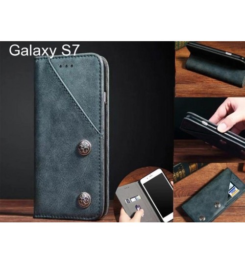 Galaxy S7 Case ultra slim retro leather wallet case 2 cards magnet case