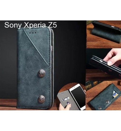 Sony Xperia Z5 Case ultra slim retro leather wallet case 2 cards magnet case