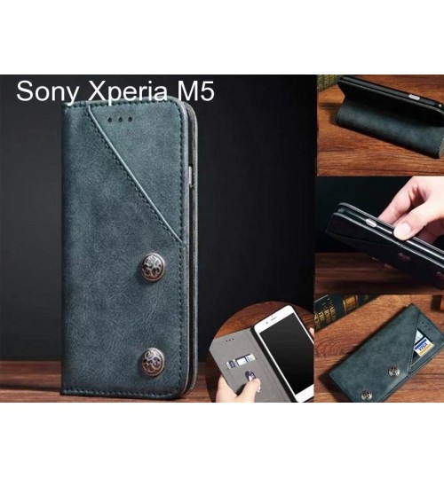 Sony Xperia M5 Case ultra slim retro leather wallet case 2 cards magnet case