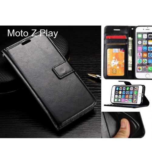 Moto Z Play  case Fine leather wallet case