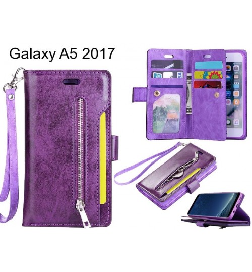 Galaxy A5 2017 case 10 cardS slots wallet leather case with zip