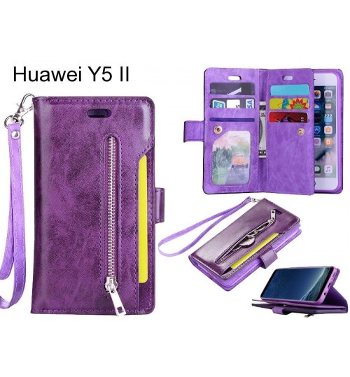 Huawei Y5 II case 10 cardS slots wallet leather case with zip