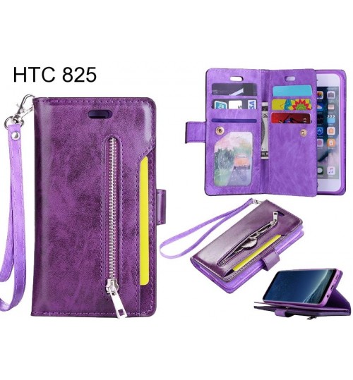 HTC 825 case 10 cardS slots wallet leather case with zip