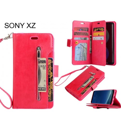 SONY XZ case 10 cardS slots wallet leather case with zip