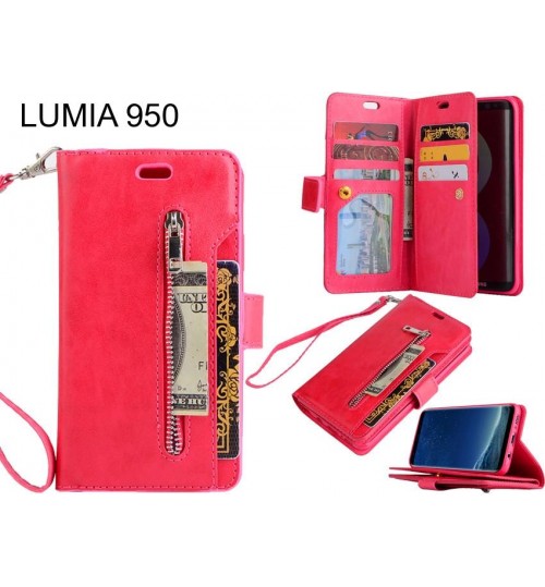 LUMIA 950 case 10 cardS slots wallet leather case with zip