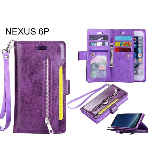 NEXUS 6P case 10 cardS slots wallet leather case with zip
