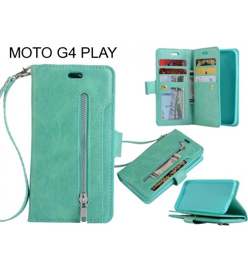 MOTO G4 PLAY case 10 cardS slots wallet leather case with zip