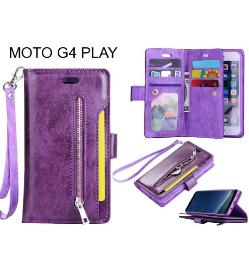 MOTO G4 PLAY case 10 cardS slots wallet leather case with zip