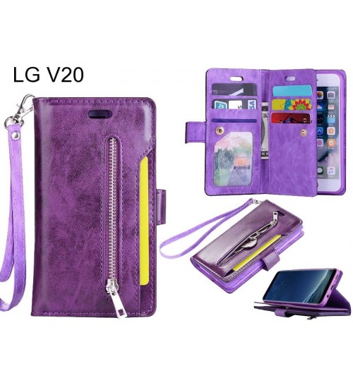 LG V20 case 10 cardS slots wallet leather case with zip