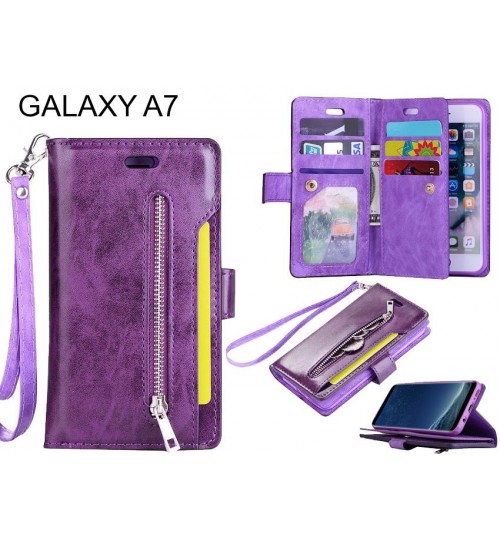 GALAXY A7 case 10 cardS slots wallet leather case with zip