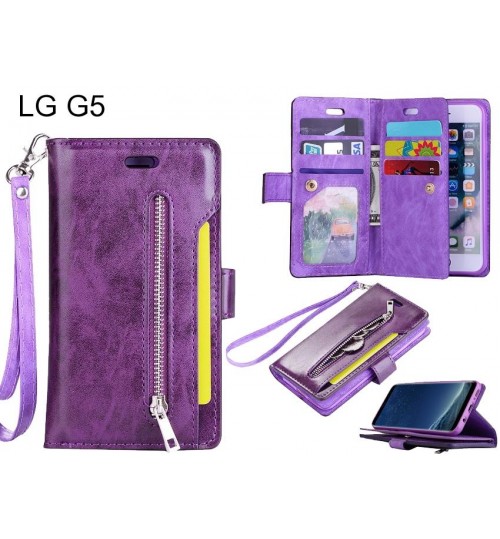 LG G5 case 10 cardS slots wallet leather case with zip